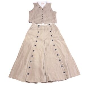 Scully Womens Tan Vest & Ladies Wide Leg Western Riding Pant Set Tan Size 12